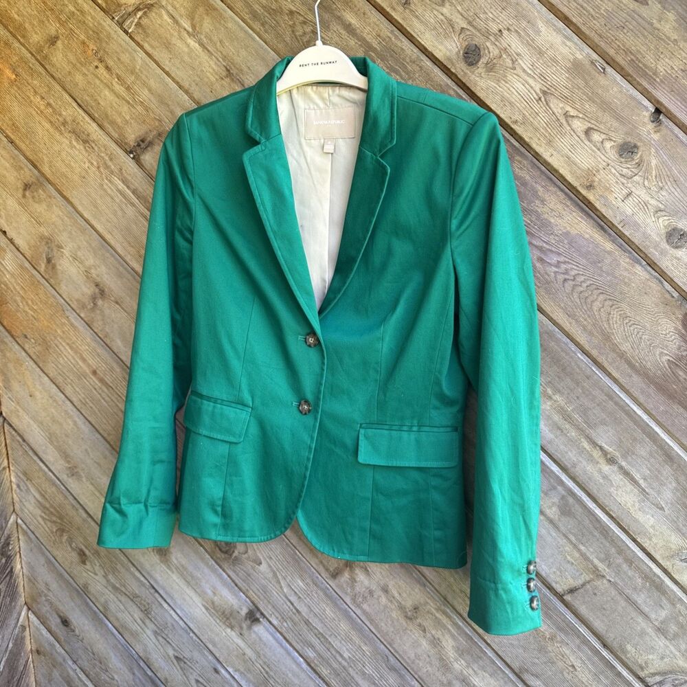 Banana Republic Kelly Green Blazer Jacket Cotton Women’s Sz 8